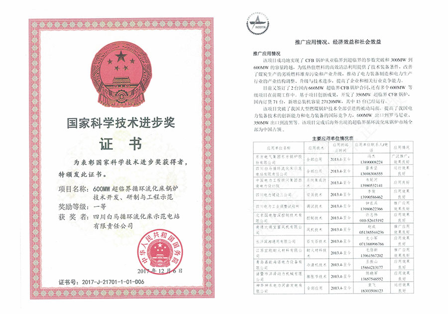 國家科技技術(shù)進步獎一等獎
